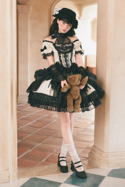 Moon River Lolita Puff Sleeve Top + Vest + Skirt