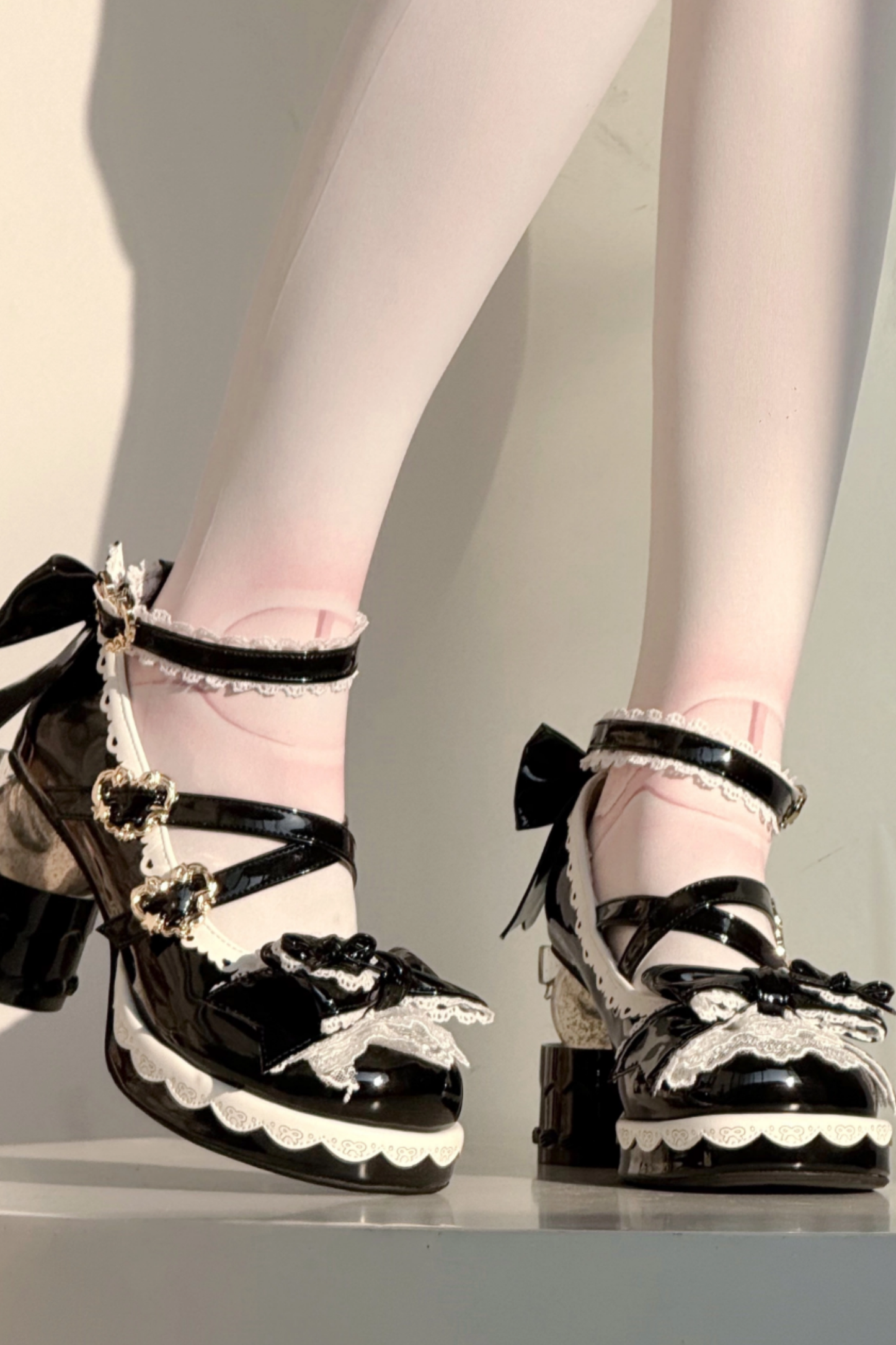 リボンレースロリータクリスタルヒール