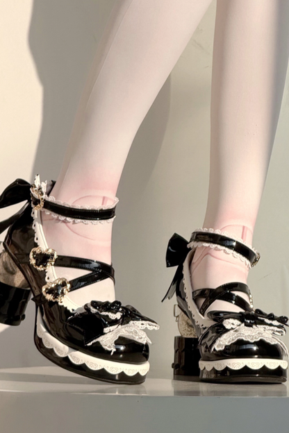 リボンレースロリータクリスタルヒール