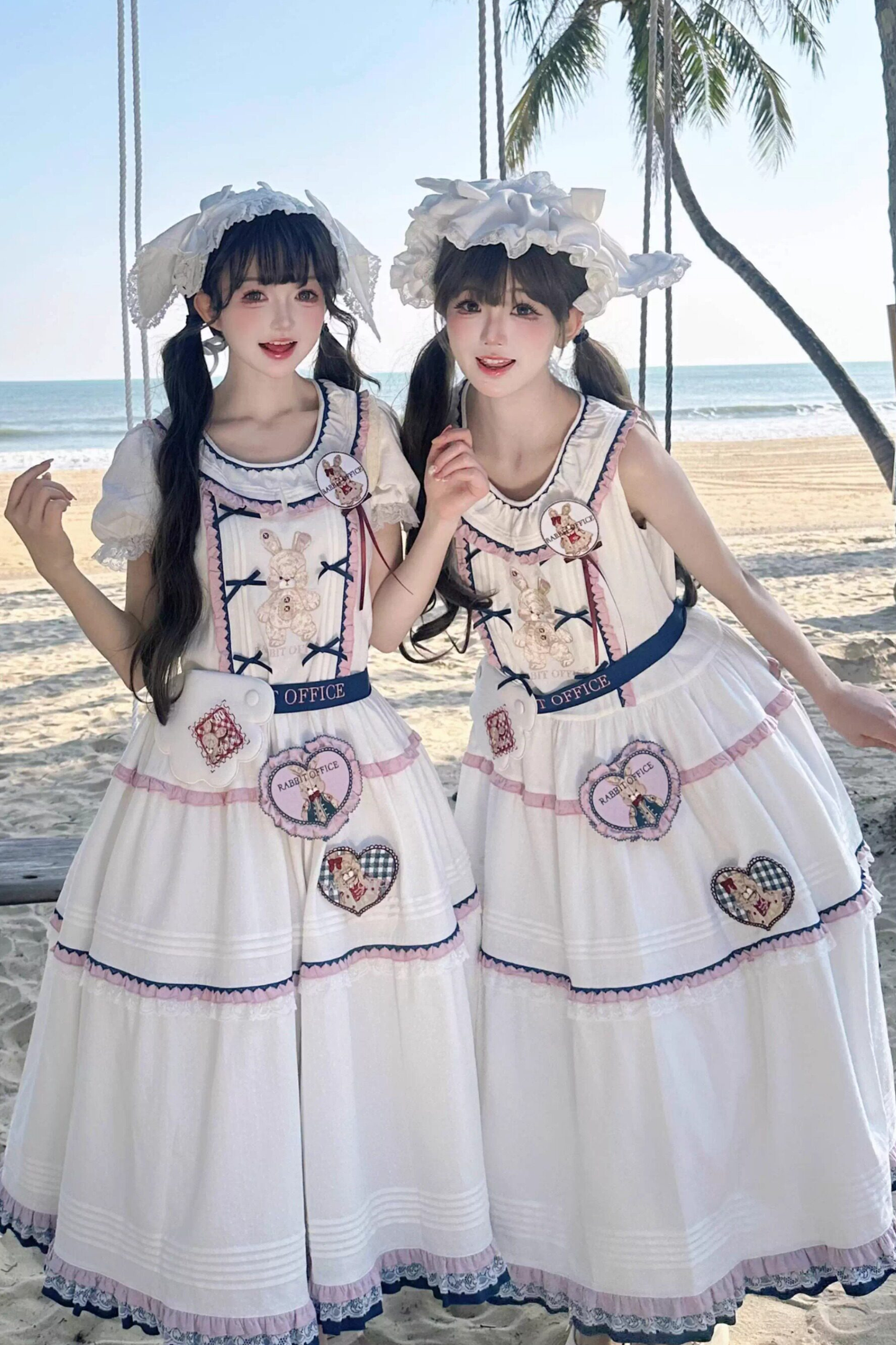 Retro Bear Puff Sleeve Dress + Sleeveless Dress