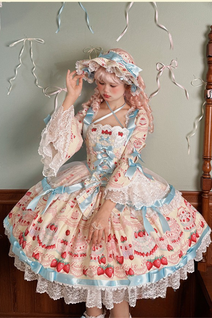 [Pre-order Deadline: July 8] Strawberry Series Bonnet + Ribbon Headband