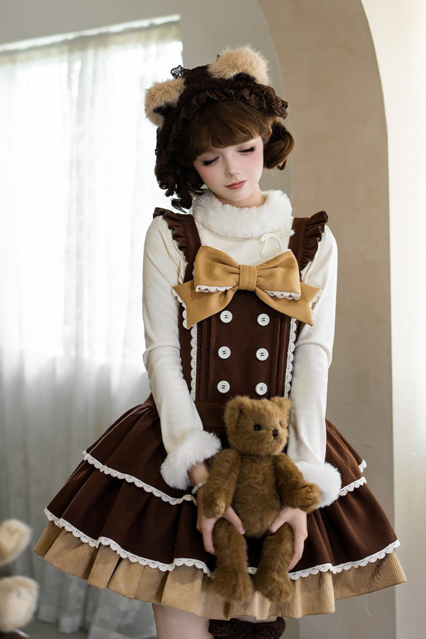 ドールロリータドレス+トップス+アニマルレッグループ+アニマルヘアバンド