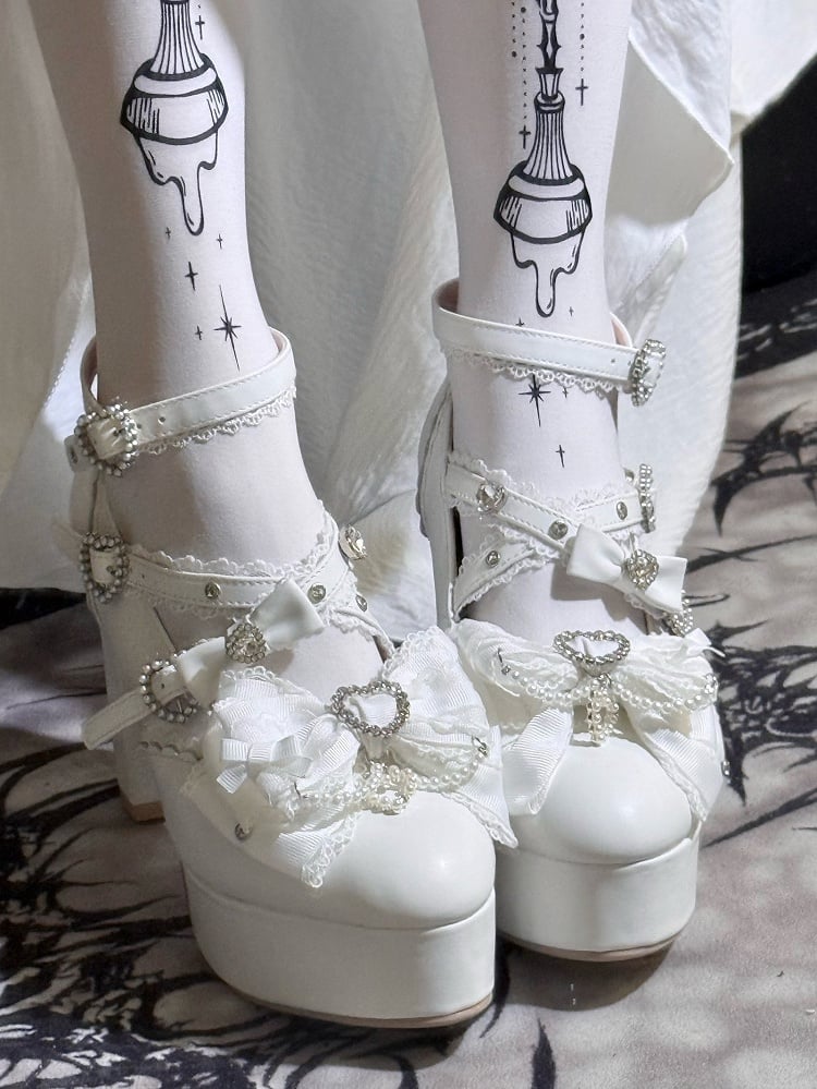 【12月12日予約締切】ジェムストーンパールリボンロリータハイヒール