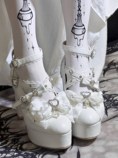 【12月12日予約締切】ジェムストーンパールリボンロリータハイヒール