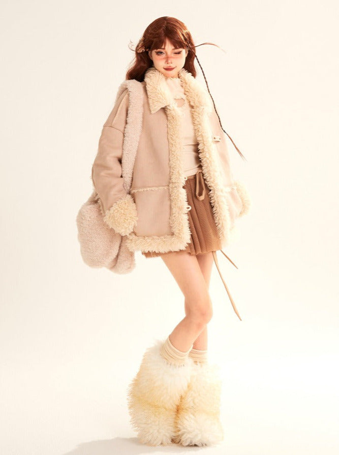 Suede Fur Spliced Loose Jacket