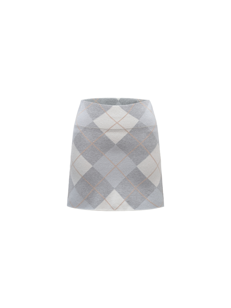 Argyle gray skirt + camisole + hoodie