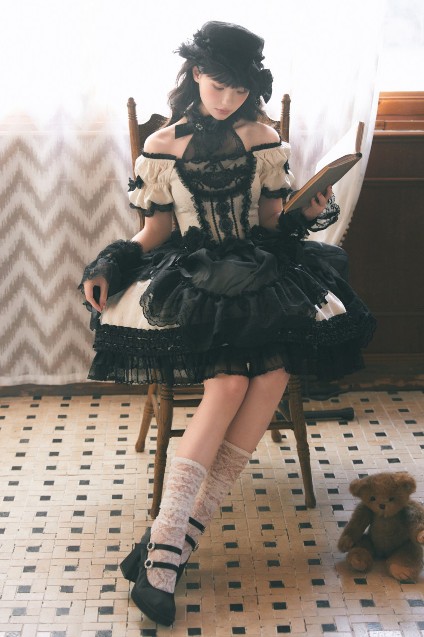 Moon River Lolita Puff Sleeve Top + Vest + Skirt
