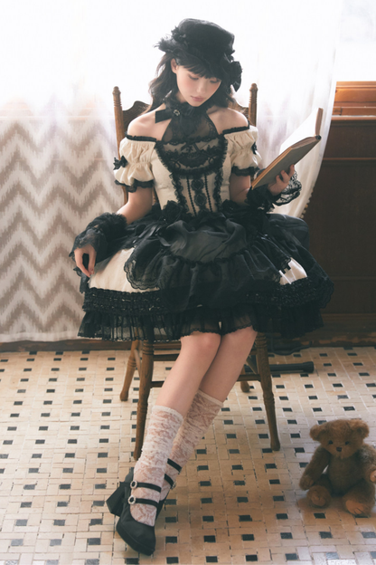 Moon River Lolita Puff Sleeve Top + Vest + Skirt