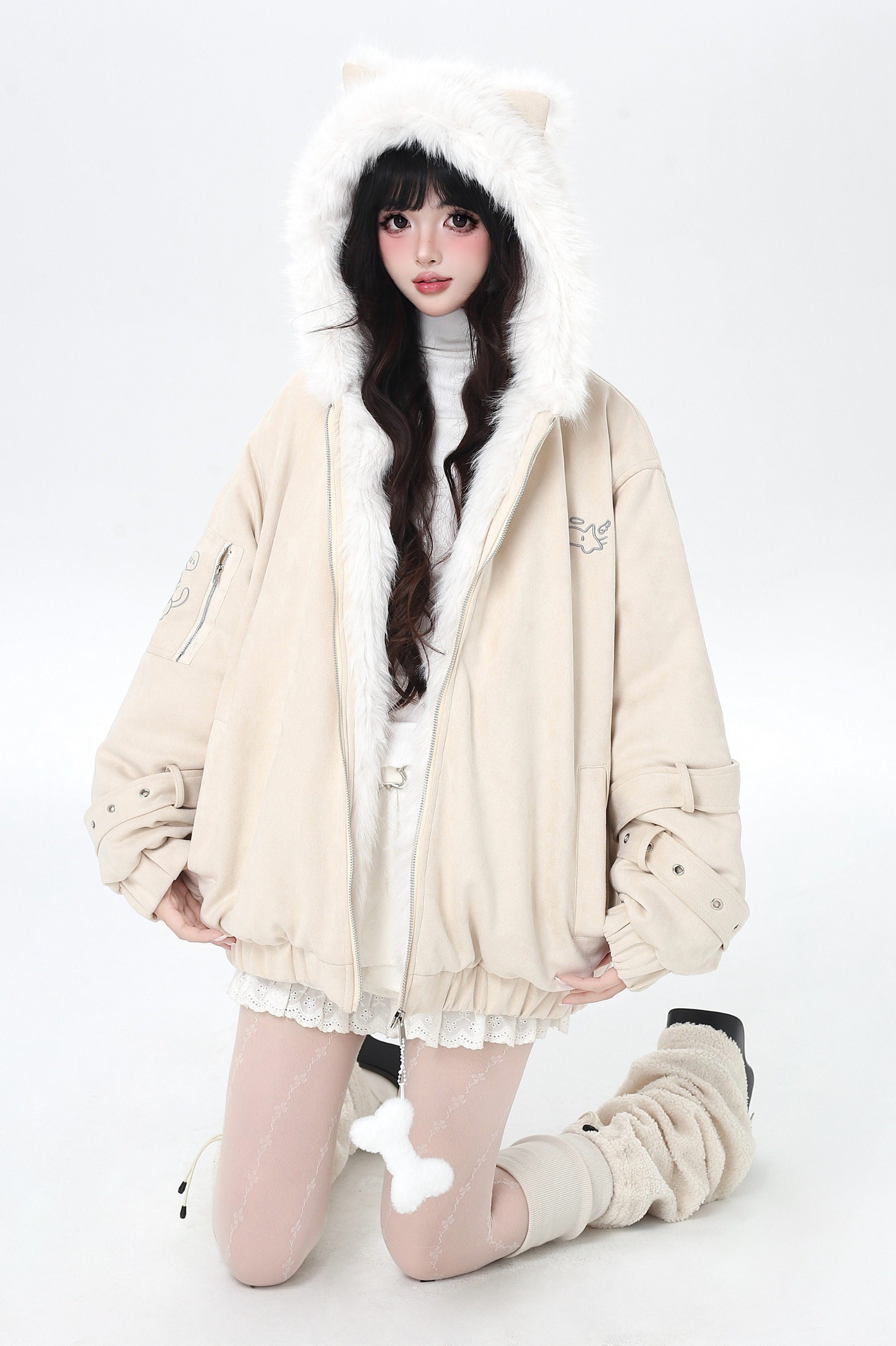 Cat Ear Hood Fur Jacket