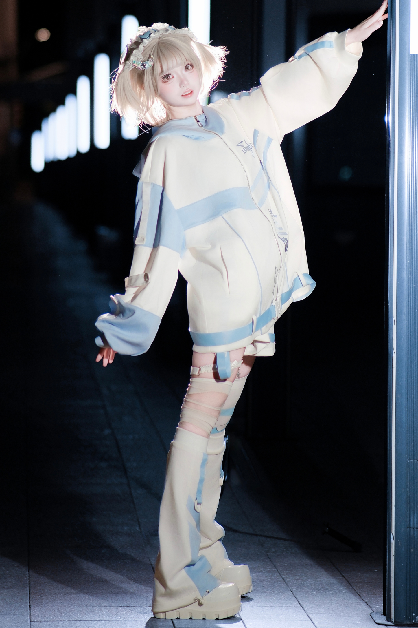 サブカルサイバージャケット+ショートパンツ+レッグカバー