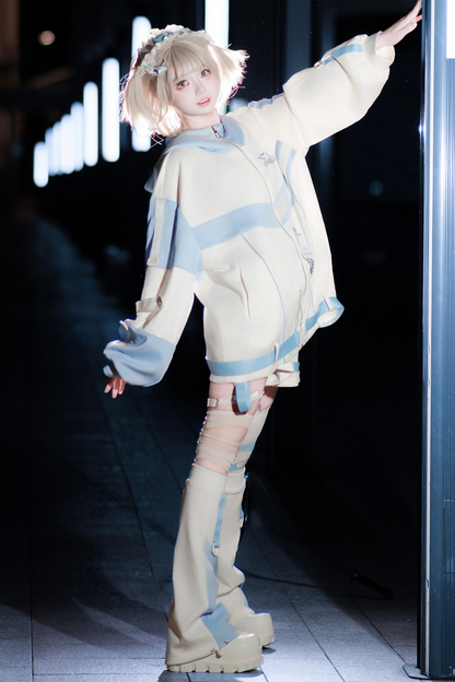 サブカルサイバージャケット+ショートパンツ+レッグカバー