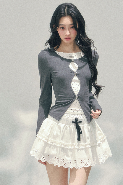 レーススイートティアードパフィースカート