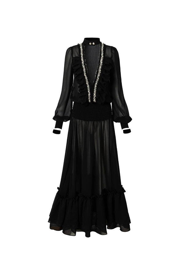 モダンシフォンY2Kロングドレス