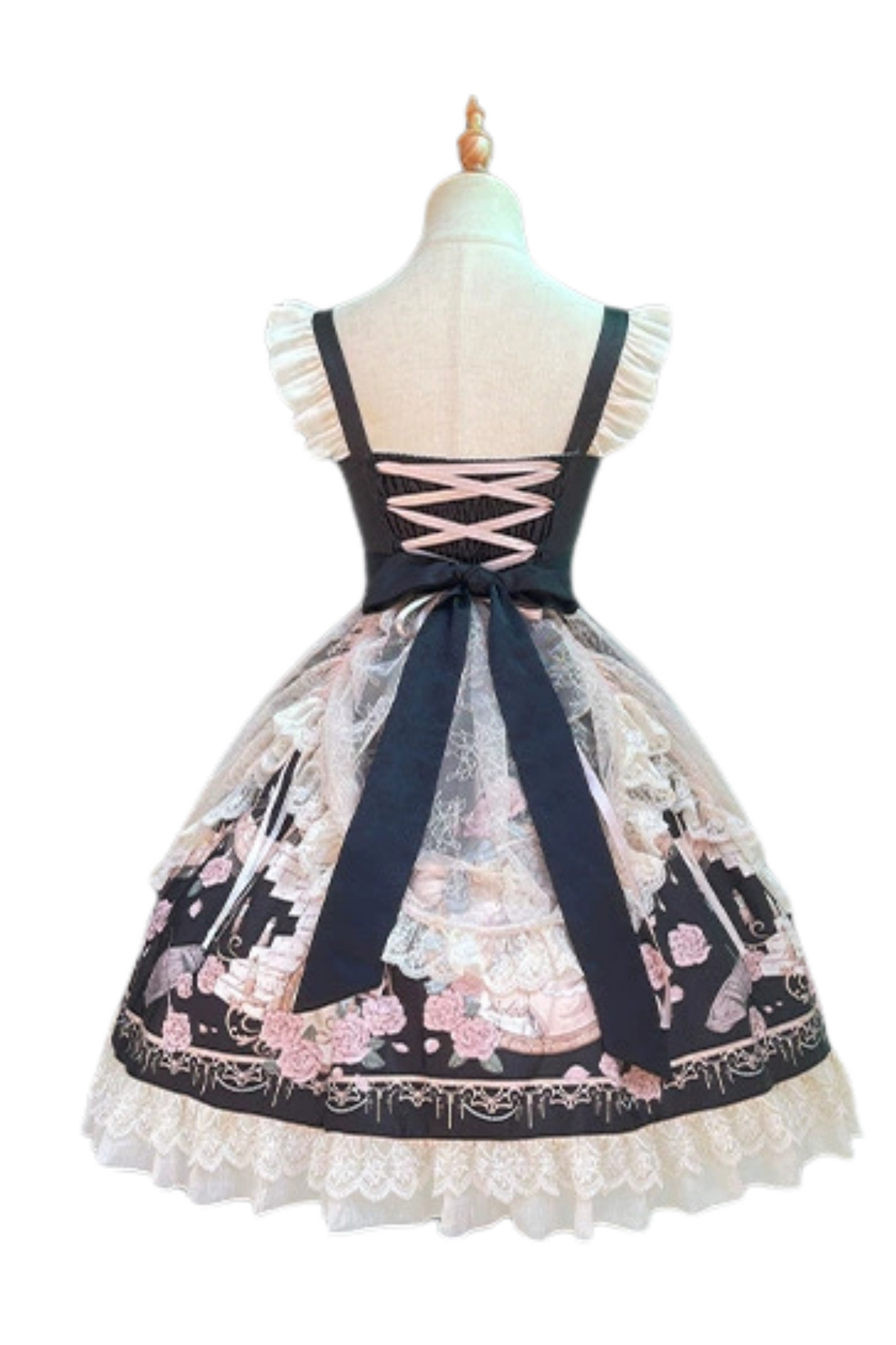 Daily Color Sweet Princess Jumper Skirt + Lace Doll Shirt