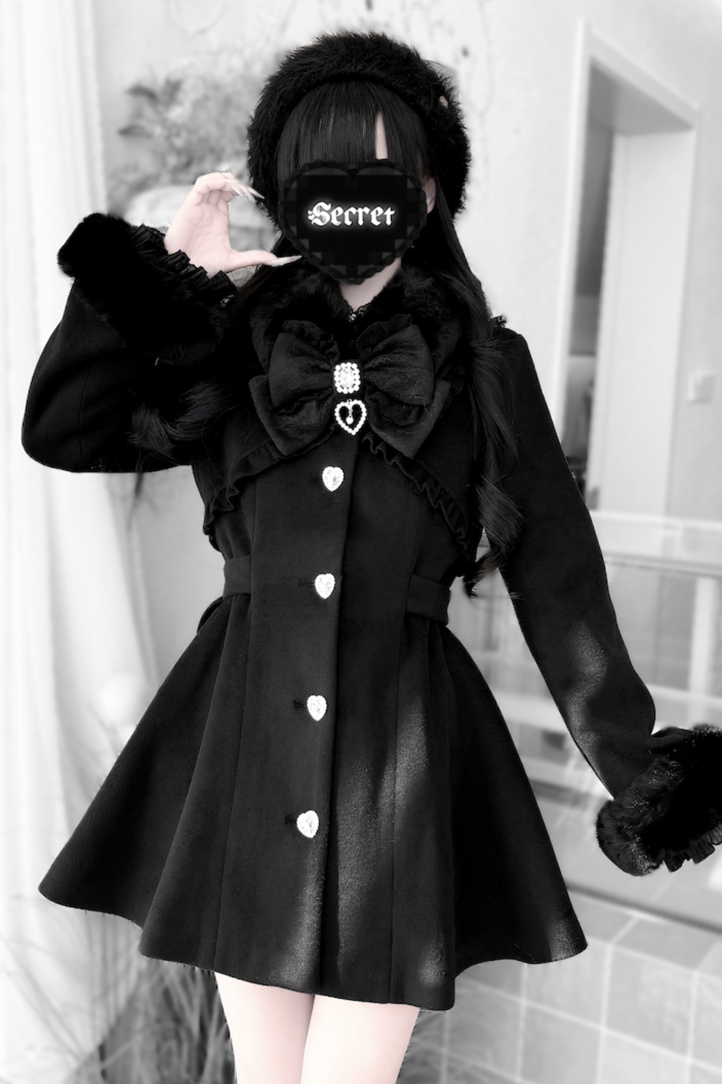 リボンウエストマークフレアコート