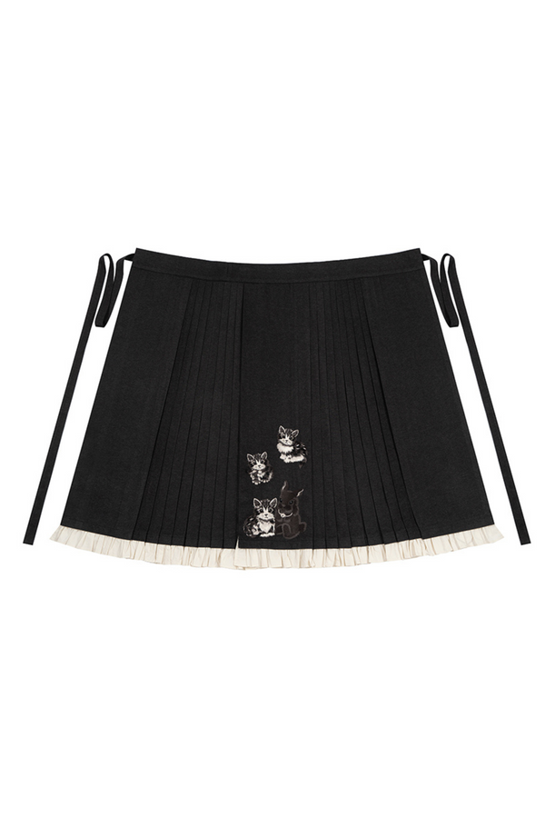 ダークモードチャイナベスト＋ハイカラートップス＋スカート