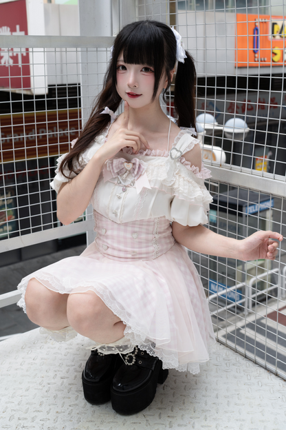 【予約商品】量産オフショルダートップス+ハイウエストスカート