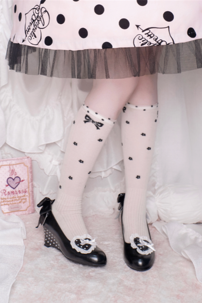 レトロドットハートロリータスイートシューズ