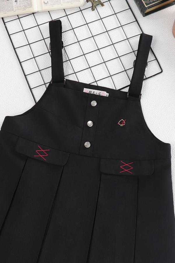 スペードカレッジジャケット+サスペンダースカート+シャツ