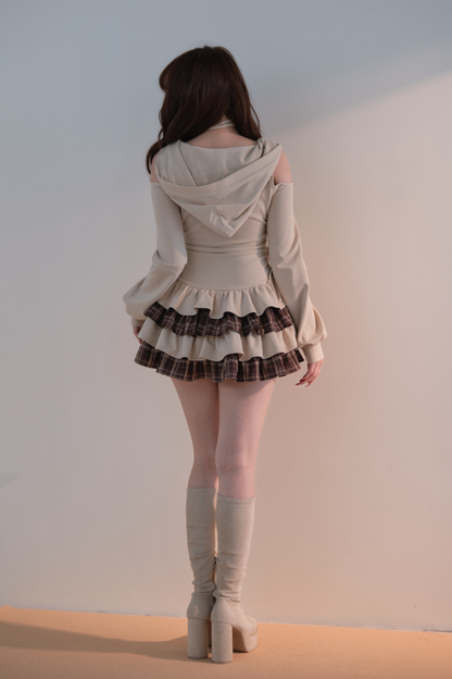 Plaid Ruffle Off-Shoulder Dress