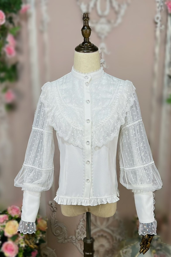 Retro Chic Lolita Shirt + Lace-up High Waist Lolita Skirt