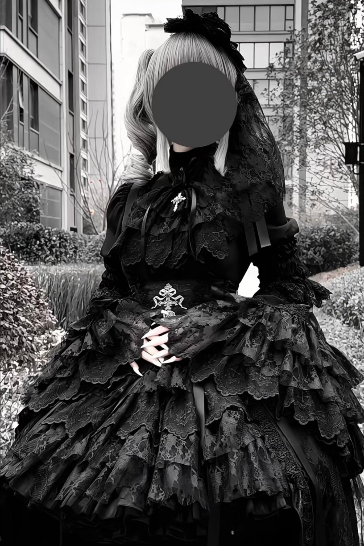【Vorbestellung bis 18. März】 Dark Kawaii Gothic Lolita Rock + Shirt + Haarband + Hut + Ärmel