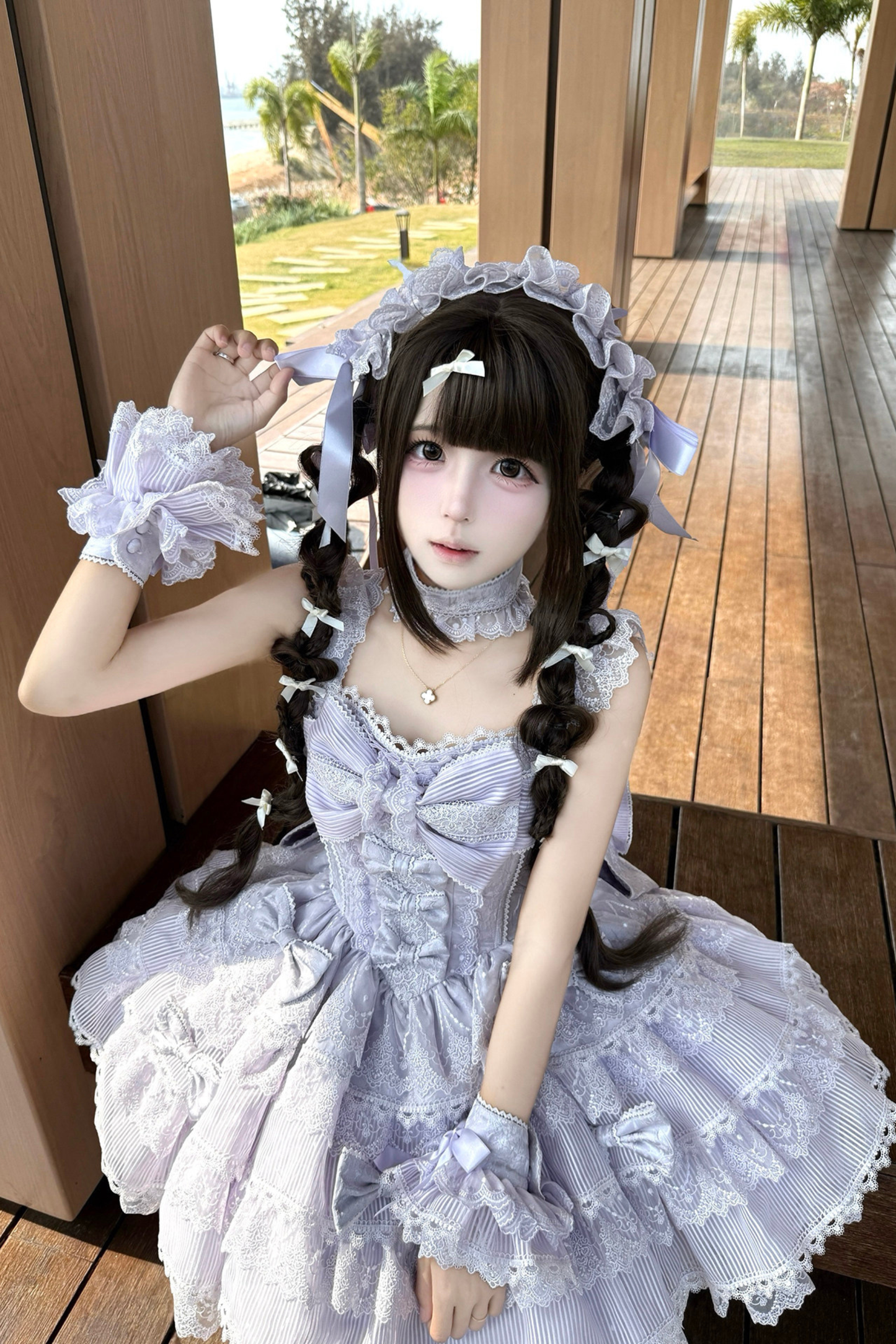 【予約商品】プリンセスバレエケーキロリータドレス+ヘアバンド+ネックレス+スリーブ+テール