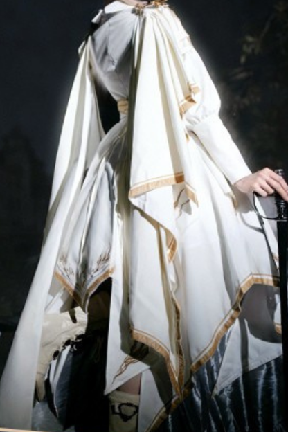 [Pre-order Deadline: November 16] Holy Army White Gold Embroidery Military Uniform Cape Dress Complete Set + Dress Set