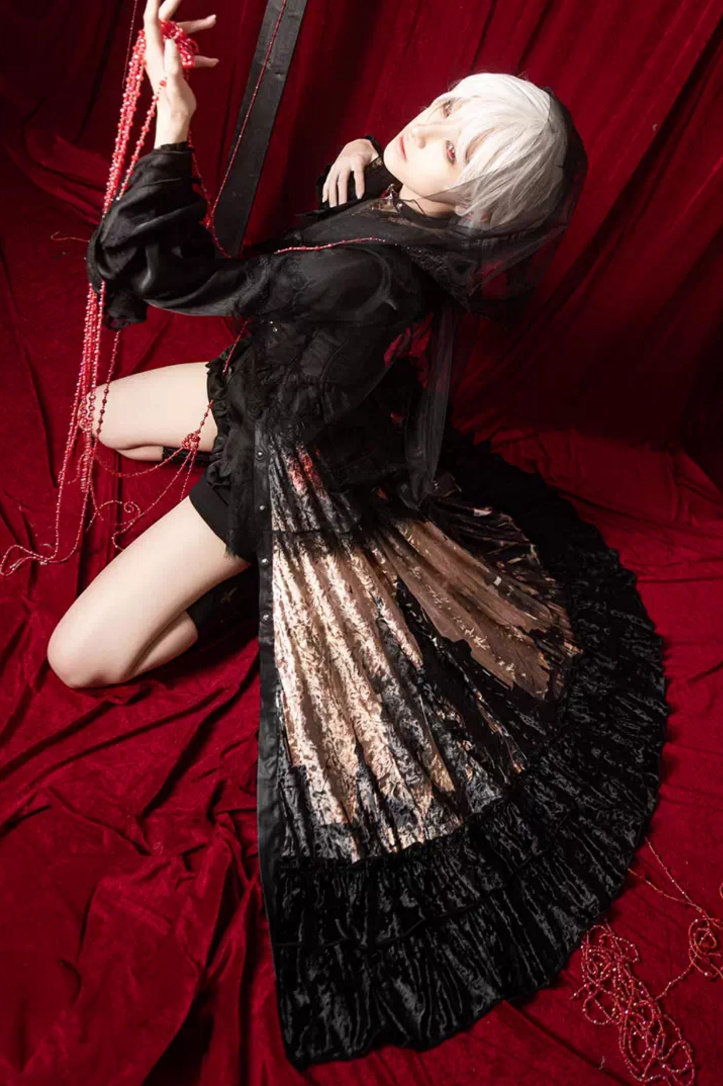 ゴシックロリータダークジャンパースカート+シャツ