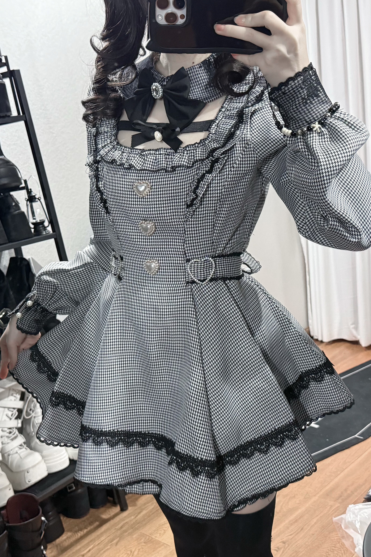チェックダーク地雷ドレス+ショートパンツ – Belchic