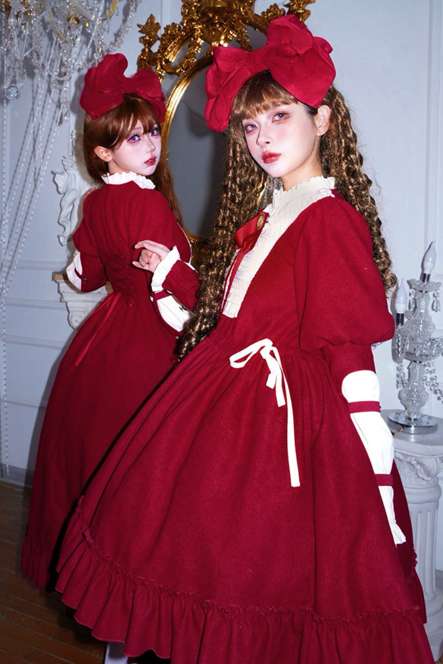 レースラッフルロリータドレス+リボン