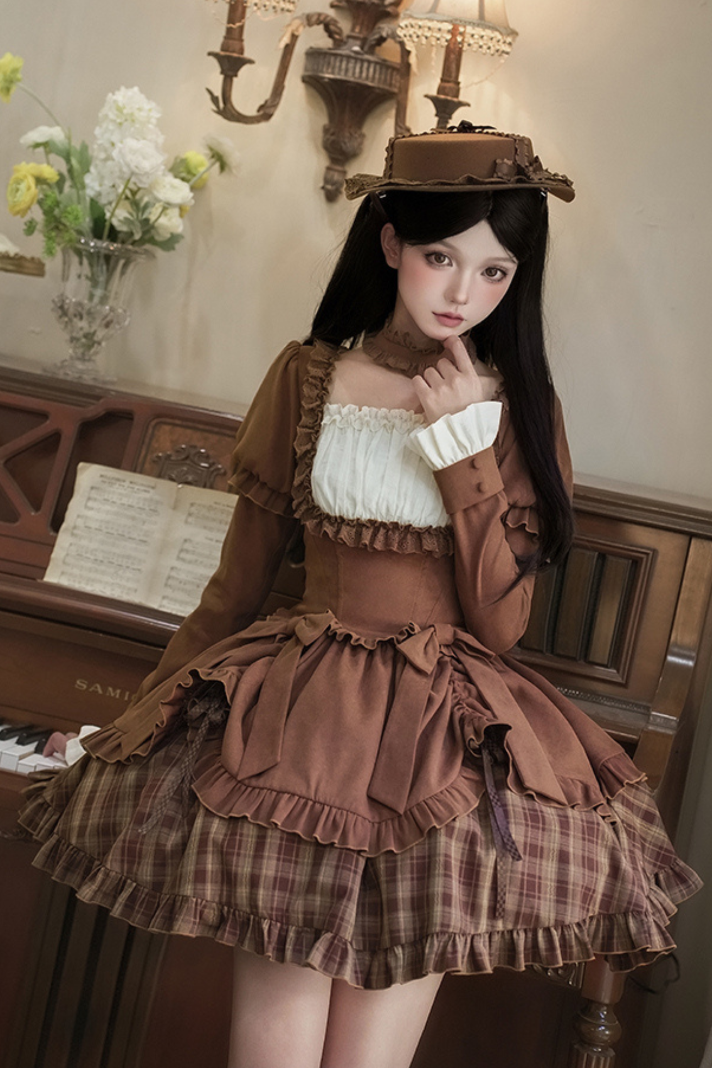 スイートチェックドールドレス＋2WAYリボン＋リボン＋ハット