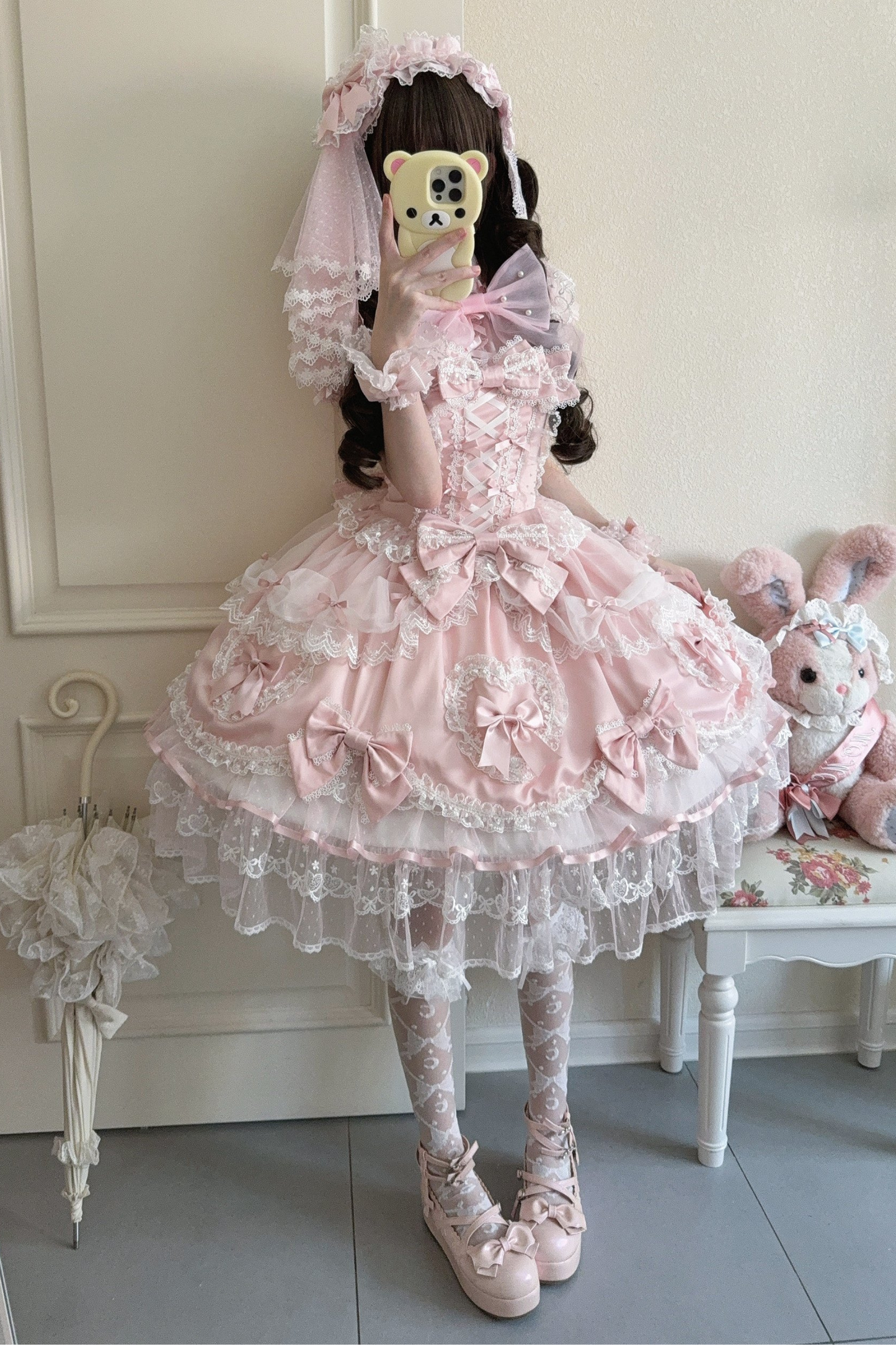 Sweetheart Lolita Dress + Ribbon + Veil