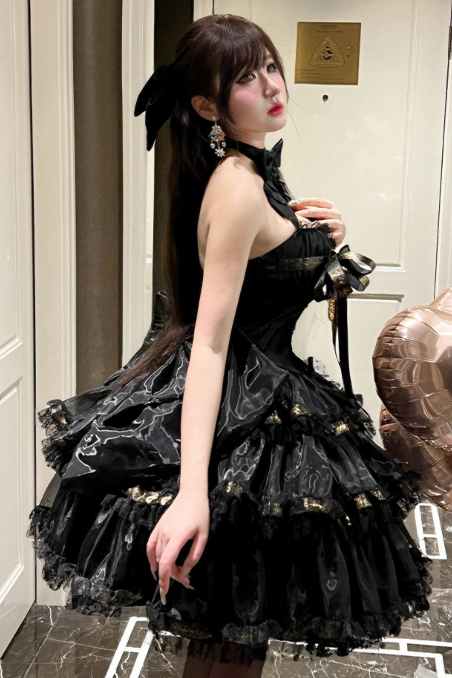 Ribbon Halter Neck Slim Lolita Dress