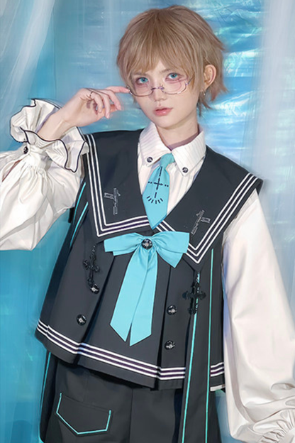 Cyber-Prince-Weste + Hemd + Kurze Hose + Krawatte