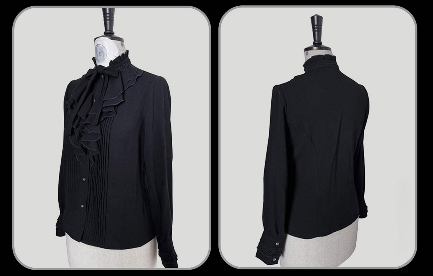 [Preordine entro il 22 novembre] Camicia con colletto a punta gotica elegante Butterfly Bone + Camicia con volant e nastro