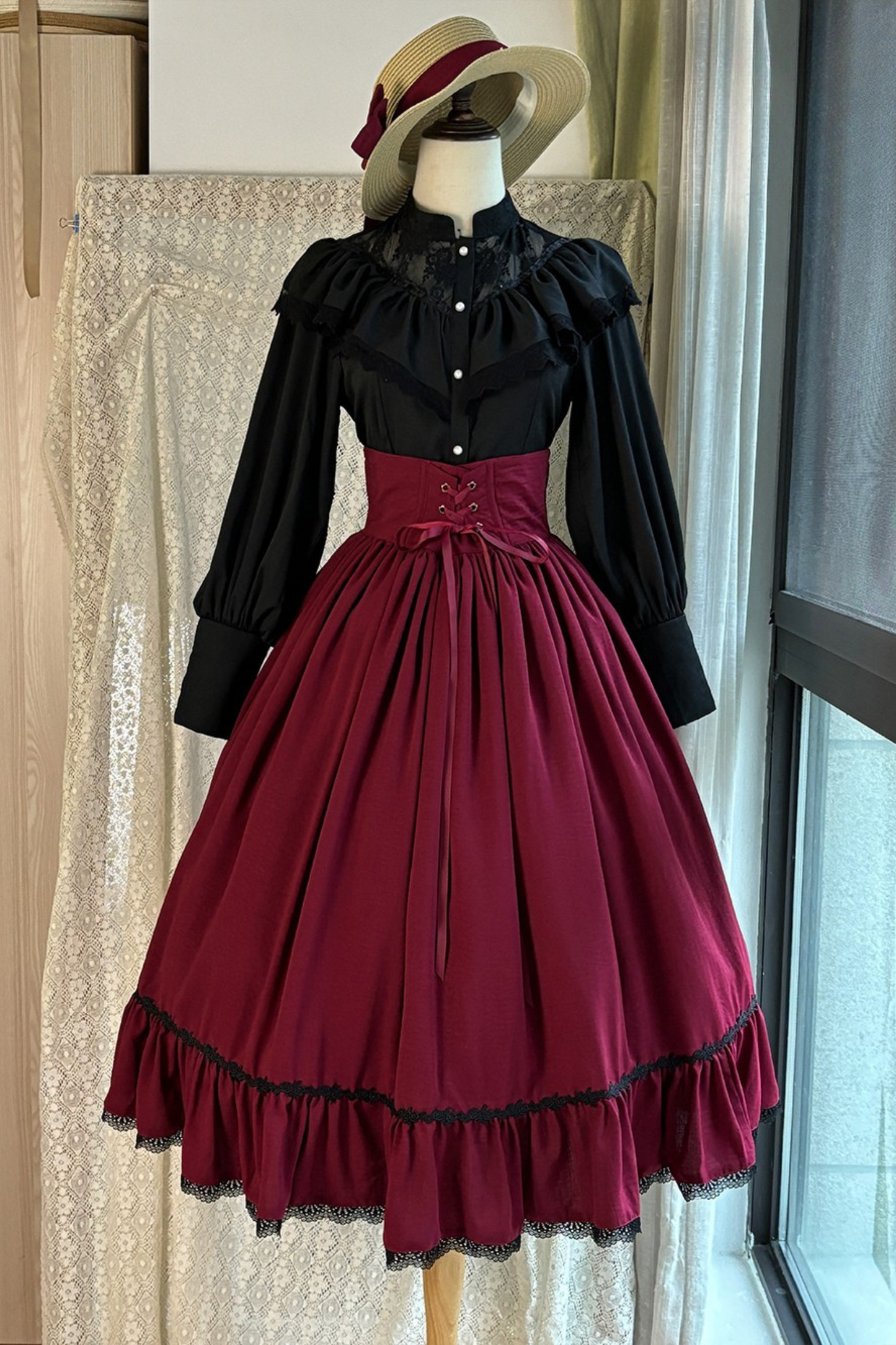 Sketch Wild Rose Elegant Herringbone Lolita Skirt