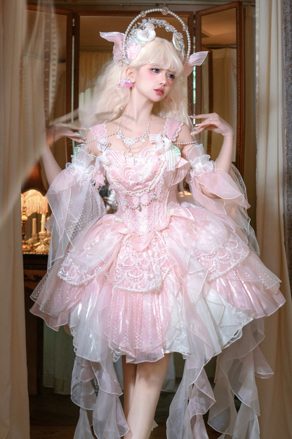 Mermaid Chiffon Lolita Dress + Crown + Headband + Sleeves
