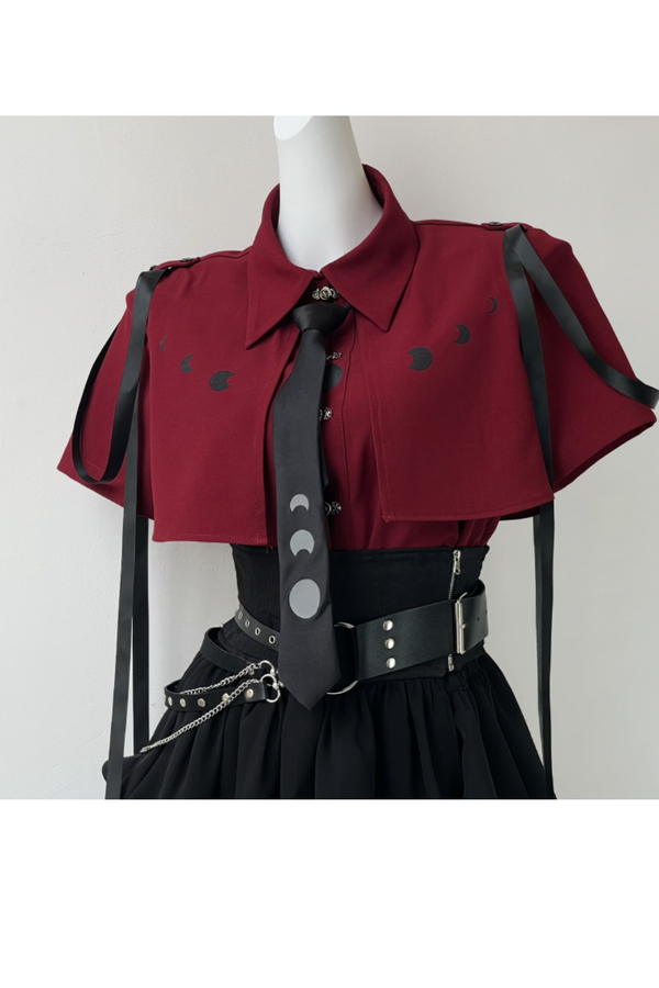 モードリボンシャツ＋コルセット＋ティアードスカート＋レッグウォーマー