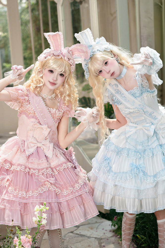 【6月20日予約締切】ピンク/ブルースイートラビットリボンフェアリープリンセスシリーズアクセサリー（うさ耳ヘアバンド・サッシュ）
