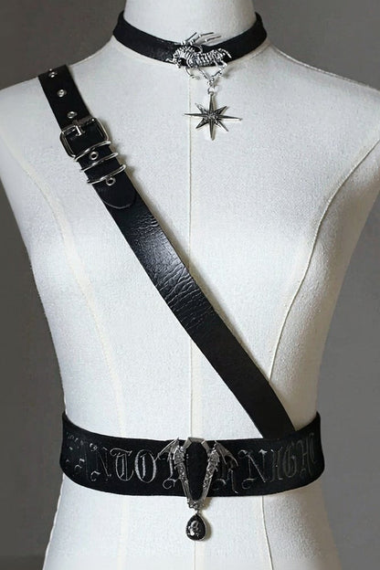 [Pre-order Deadline: June 8] Phantom Knight Leather Crossbody Strap with Embroidery Waist Belt (Harness Belt)