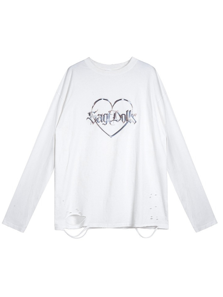 Fighting Spirit Acid Metal Love Print Top