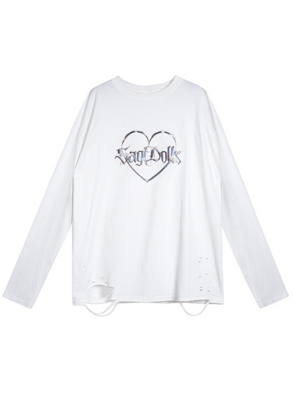 Fighting Spirit Acid Metal Love Print Top