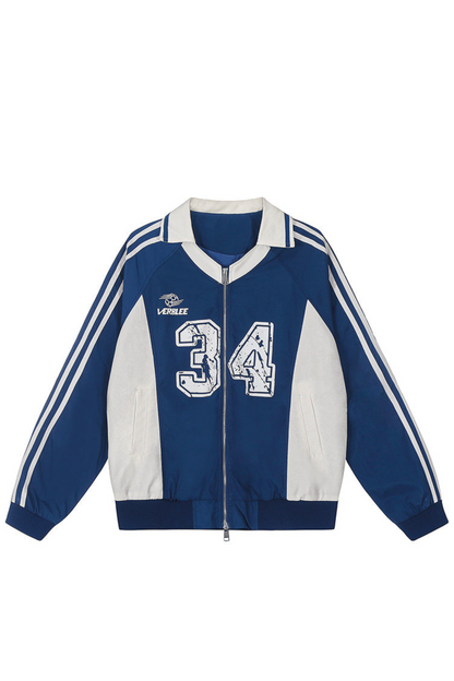 Retro Side Stripe Contrast Stitch Jacket