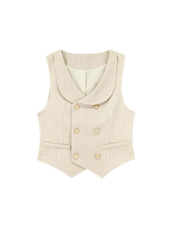 レトロチェックベスト＋ブラウス＋チェックフレアスカート