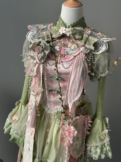 [Mar. 18th reservation deadline] China Lolita Pink Green Horse Face Two Piece Set Complete