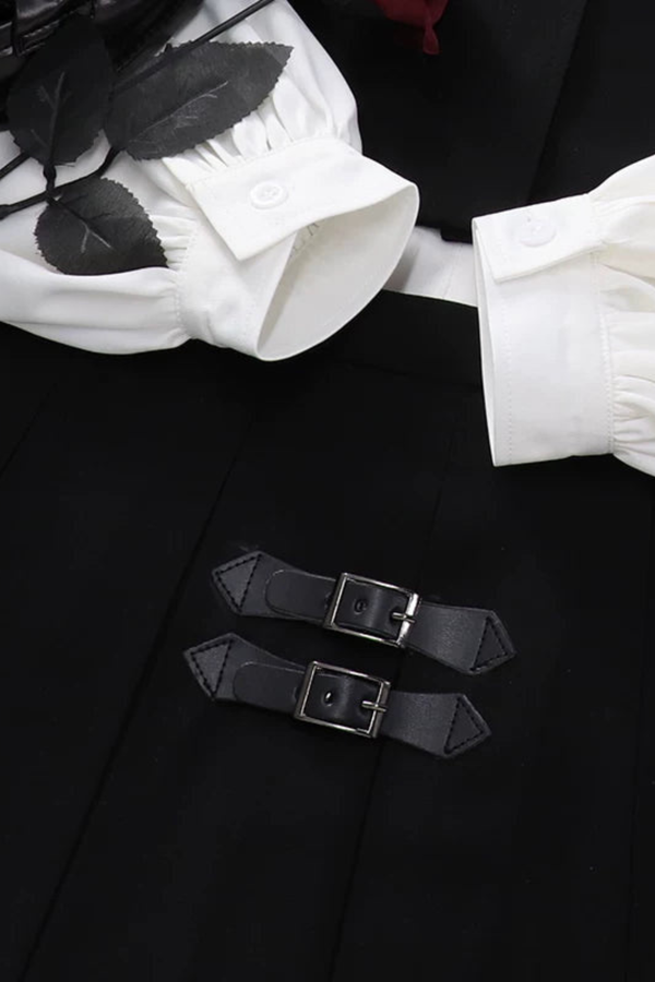 マリアフリルシャツ+プリーツスカート+ショートジャケット