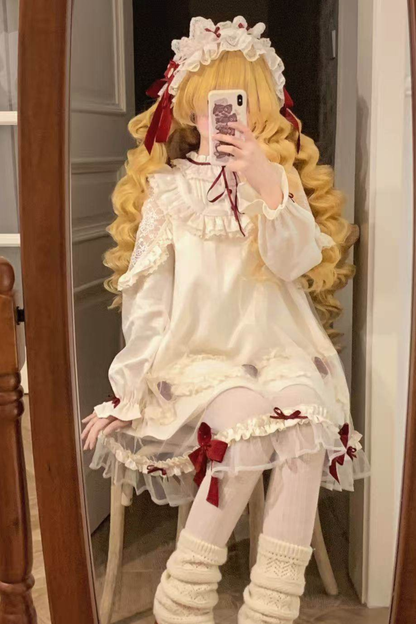 Strawberry Cream Doll Lolita Dress + Strawberry Ribbon