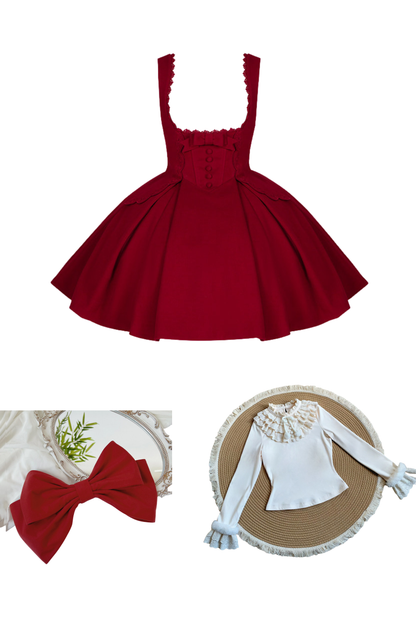 Velvet Rose Suspender Dress + Top + Ribbon
