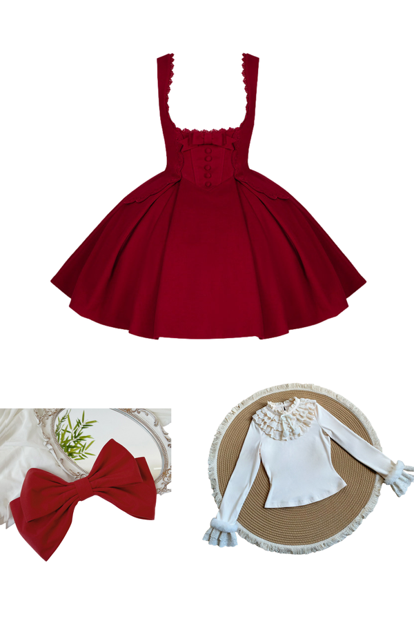 Velvet Rose Suspender Dress + Top + Ribbon